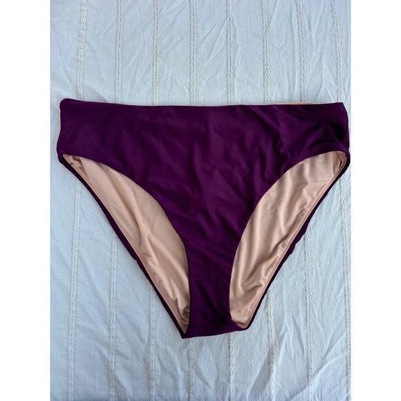NWT J.Crew High Rise Bikini Bottom, Eggplant Purple,‎ Sz 2XL - Picture 1 of 7